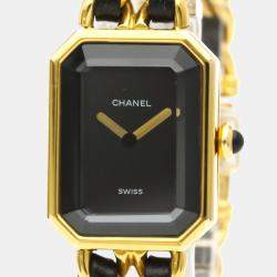 Pre Owned Chanel Black Gold Plated Stainless Steel Premiere H0001 Quartz Women's Wristwatch 20 mm