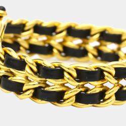 Pre Owned Chanel Black Gold Plated Stainless Steel Premiere H0001 Quartz Women's Wristwatch 20 mm