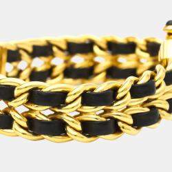 Pre Owned Chanel Black Gold Plated Stainless Steel Premiere H0001 Quartz Women's Wristwatch 20 mm