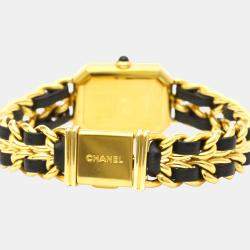 Pre Owned Chanel Black Gold Plated Stainless Steel Premiere H0001 Quartz Women's Wristwatch 20 mm
