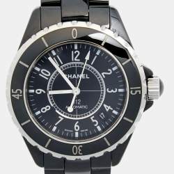 Chanel Black Ceramic Stainless Steel J12 H0685 Unisex Wristwatch 38 mm
