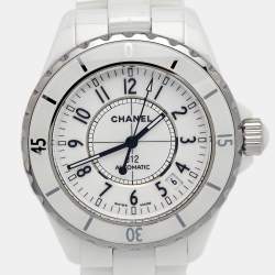 Pre Owned Chanel White Ceramic Stainless Steel J12 H0970 Women's Wristwatch 38 mm