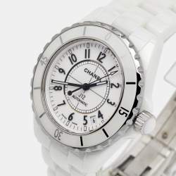Pre Owned Chanel White Ceramic Stainless Steel J12 H0970 Women's Wristwatch 38 mm