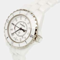 Chanel White Diamond Ceramic J12 H1628 Women's Wristwatch 33 mm