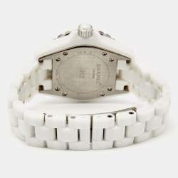 Chanel White Diamond Ceramic J12 H1628 Women's Wristwatch 33 mm