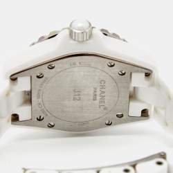 Chanel White Diamond Ceramic J12 H1628 Women's Wristwatch 33 mm