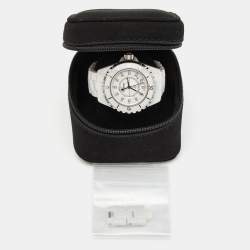 Chanel White Diamond Ceramic J12 H1628 Women's Wristwatch 33 mm
