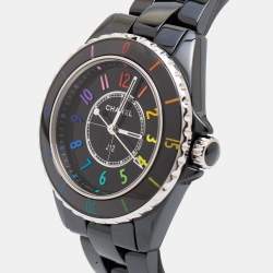 Pre Owned Chanel Black Ceramic J12 Electro Limited Edition H7121 Women's Wristwatch 33 mm 