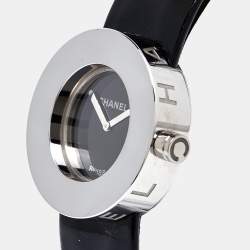 Pre Owned Chanel Black Stainless Steel Leather La Ronde H0579 Women's Wristwatch 29 mm