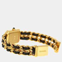 مملوكة مسبقًا Chanel Black Yellow Gold Plated And Stainless Steel Premiere H0001 Quartz Women's Wristwatch 20 mm
