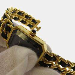 مملوكة مسبقًا Chanel Black Yellow Gold Plated And Stainless Steel Premiere H0001 Quartz Women's Wristwatch 20 mm