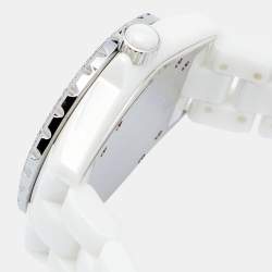 Chanel White Ceramic Stainless Steel J12 Women's Wristwatch 38 mm