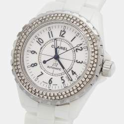 Chanel White Ceramic Stainless Steel J12 Women's Wristwatch 38 mm
