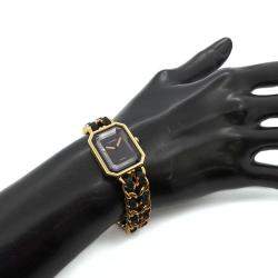 Chanel Black Yellow Gold Plated Stainless Steel Premiere H0001 Quartz Women's Wristwatch 20 mm