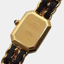 Chanel Black Yellow Gold Plated Stainless Steel Premiere H0001 Quartz Women's Wristwatch 20 mm