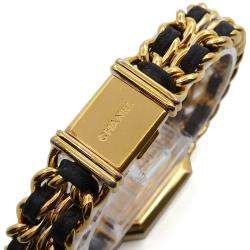 Chanel Black Yellow Gold Plated Stainless Steel Premiere H0001 Quartz Women's Wristwatch 20 mm
