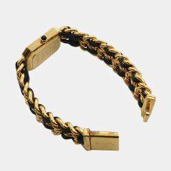 Chanel Black Yellow Gold Plated Stainless Steel Premiere H0001 Quartz Women's Wristwatch 20 mm