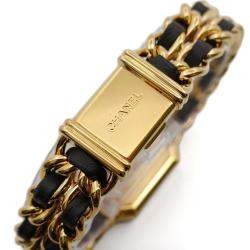 Chanel Black Yellow Gold Plated Stainless Steel Premiere H0001 Quartz Women's Wristwatch 20 mm