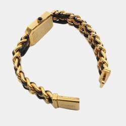 Chanel Black Yellow Gold Plated Stainless Steel Premiere H0001 Quartz Women's Wristwatch 20 mm