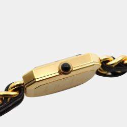 Chanel Black Yellow Gold Plated Stainless Steel Premiere H0001 Quartz Women's Wristwatch 20 mm