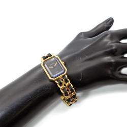 Chanel Black Yellow Gold Plated Stainless Steel Premiere H0001 Quartz Women's Wristwatch 20 mm