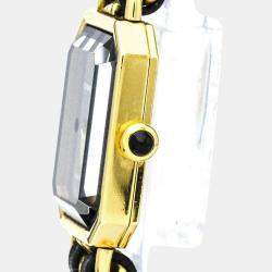 Pre Owned Chanel Black Yellow Gold Plated Stainless Steel Premiere H0001 Women's Wristwatch 20 mm