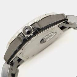 Pre Owned Chanel Black Diamond Ceramic Stainless Steel J12 H2124 Unisex 38 mm 