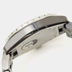 Pre Owned Chanel Black Diamond Ceramic Stainless Steel J12 H2124 Unisex 38 mm 