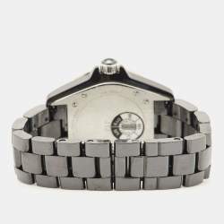 Pre Owned Chanel Black Diamond Ceramic Stainless Steel J12 H2124 Unisex 38 mm 