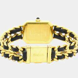 Chanel Black Yellow Gold Plated Stainless Steel Premiere H0001 Quartz Women's Wristwatch 20 mm