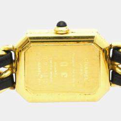 Chanel Black Yellow Gold Plated Stainless Steel Premiere H0001 Quartz Women's Wristwatch 20 mm