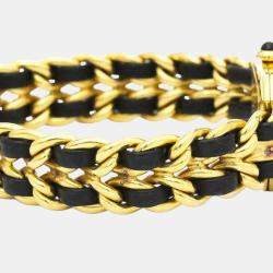 Chanel Black Yellow Gold Plated Stainless Steel Premiere H0001 Quartz Women's Wristwatch 20 mm