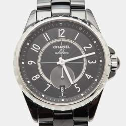 Pre Owned Chanel Black Ceramic Stainless Steel J12 H03836 Women's Wristwatch 36.50 mm