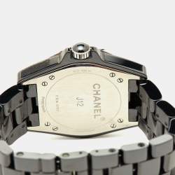 Pre Owned Chanel Black Ceramic Stainless Steel J12 H03836 Women's Wristwatch 36.50 mm