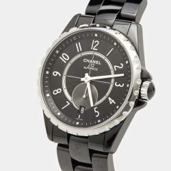 Pre Owned Chanel Black Ceramic Stainless Steel J12 H03836 Women's Wristwatch 36.50 mm
