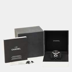 Pre Owned Chanel Black Ceramic Stainless Steel J12 H03836 Women's Wristwatch 36.50 mm