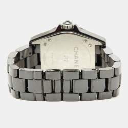Pre Owned Chanel Black Ceramic Stainless Steel J12 H03836 Women's Wristwatch 36.50 mm