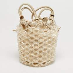 مملوكة مسبقًا Charles & Keith Light Cream Beaded Chain Bucket Bag