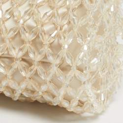 مملوكة مسبقًا Charles & Keith Light Cream Beaded Chain Bucket Bag