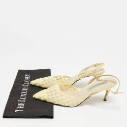 مملوكة مسبقًا Charles & Keith Size 39 Yellow Fabric and Net Slingback Pumps
