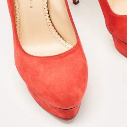 Charlotte Olympia Orange Suede Fan Tassel Dolly Pumps Size 41