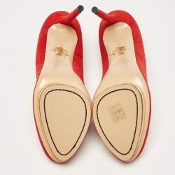 Charlotte Olympia Red Suede Dolly Platform Pumps 40.5