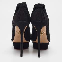 Charlotte Olympia Black Suede Dolly Platform Pumps Size 41