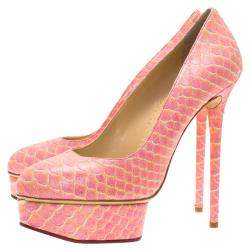 Pre Owned Charlotte Olympia Pink Python Priscilla Platform Pumps Size 40
