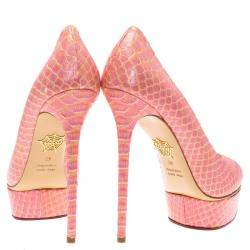 Pre Owned Charlotte Olympia Pink Python Priscilla Platform Pumps Size 40