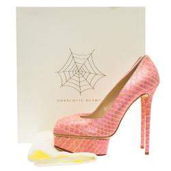 Pre Owned Charlotte Olympia Pink Python Priscilla Platform Pumps Size 40