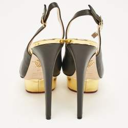 مملوكة مسبقًا صندل شارلوت اوليمبيا دوللي سويدي أسود نعل سميك فتحة كعب مقاس 37.5