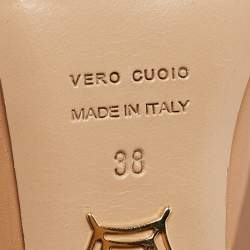 Pre Owned حذاء كعب عالي شارلوت أوليمبيا دوللي جلد بيج سميك مقاس 38