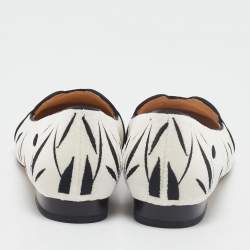 Charlotte Olympia White/Black Velvet Panda Ballet Flats Size 36
