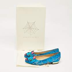 Charlotte Olympia Blue Satin Crouching Tiger Ballet Flats Size 36